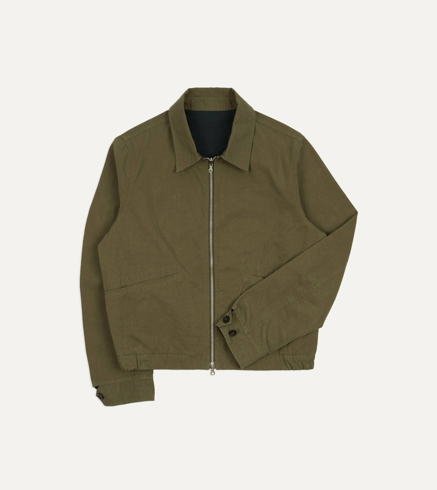 Olive and Navy Reversible Cotton Blouson Jacket