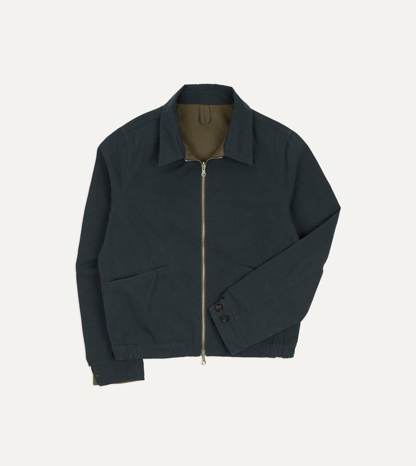 Olive and Navy Reversible Cotton Blouson Jacket