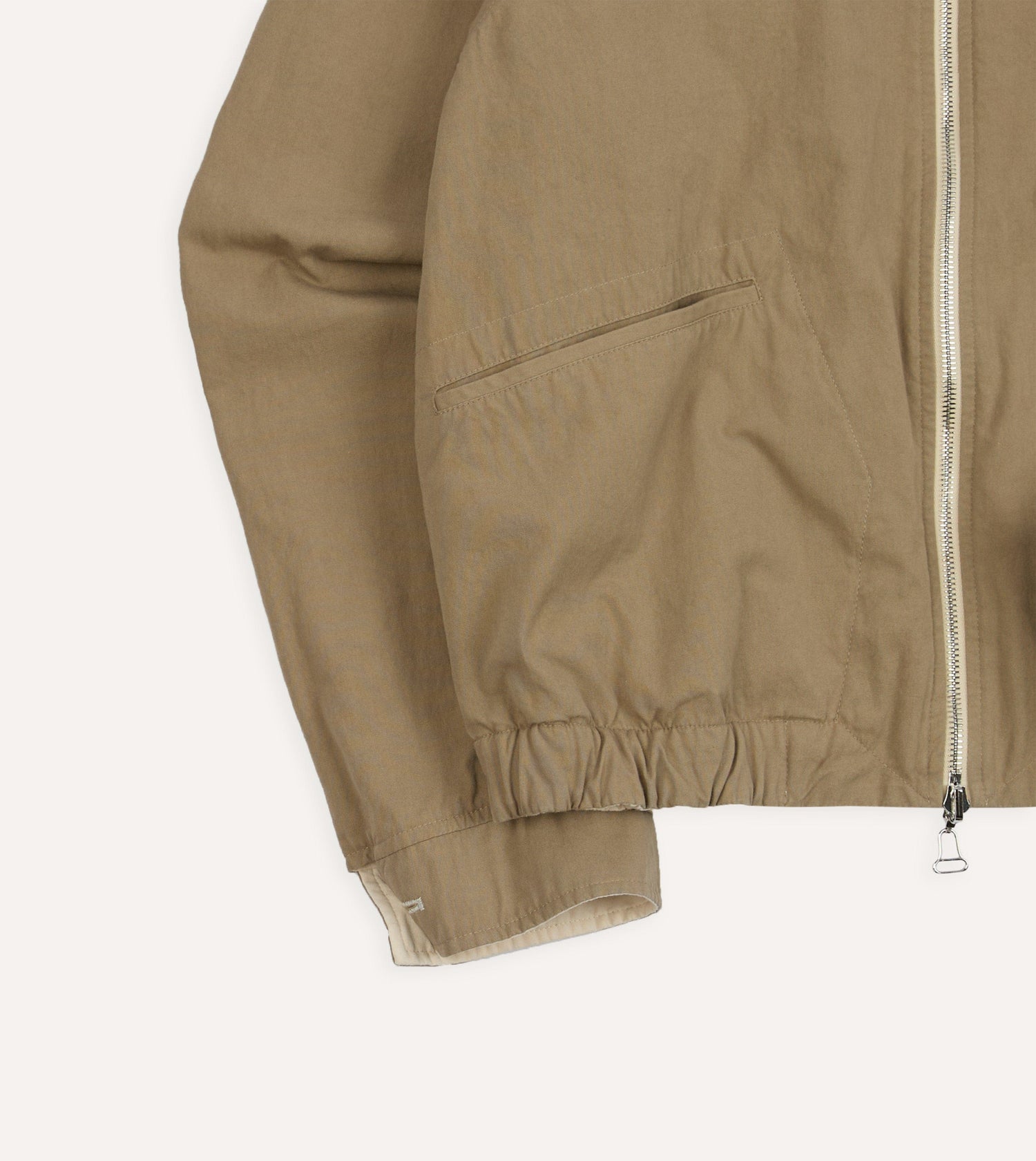 Ecru and Tan Reversible Cotton Blouson Jacket