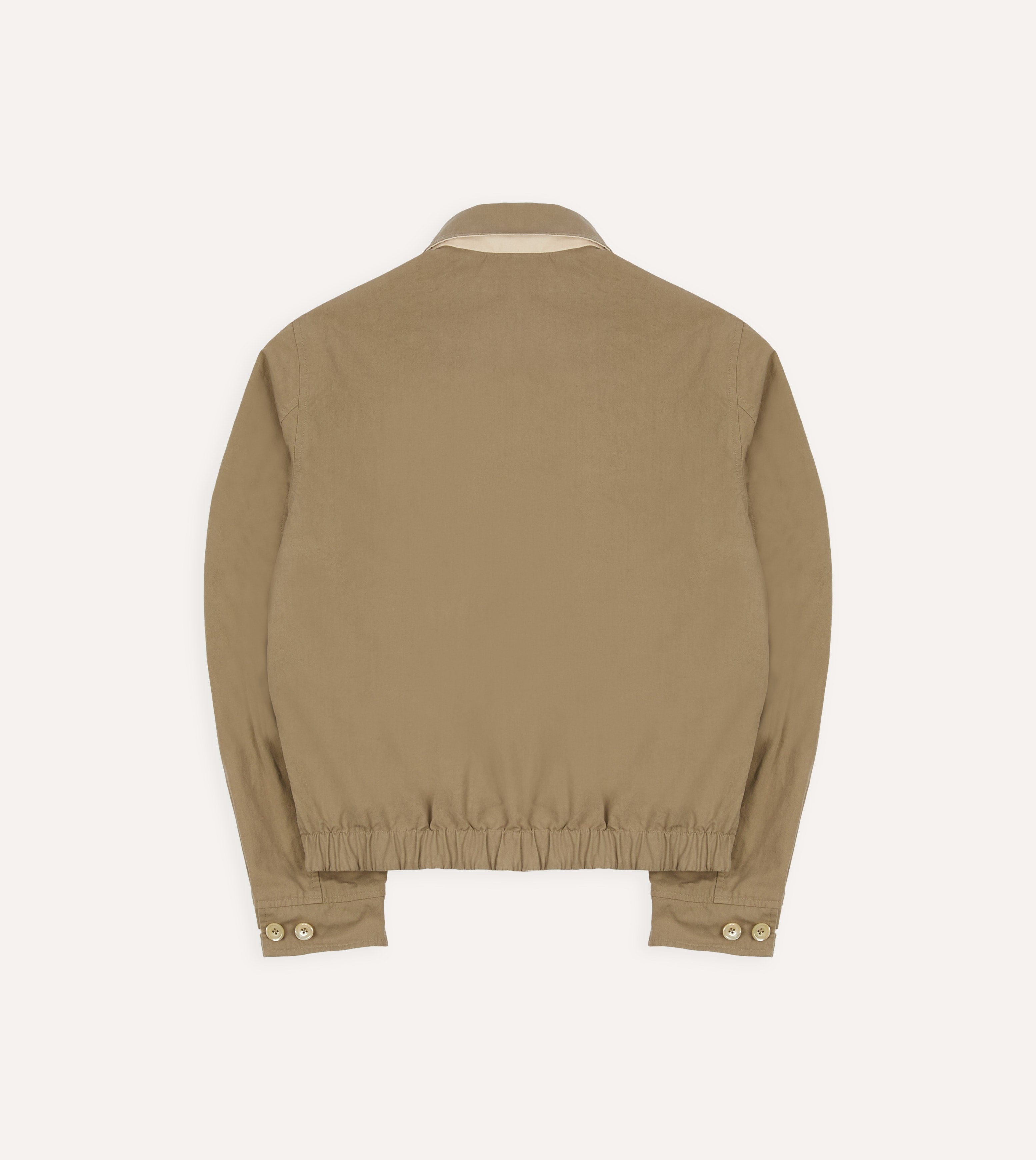 Ecru and Tan Reversible Cotton Blouson Jacket