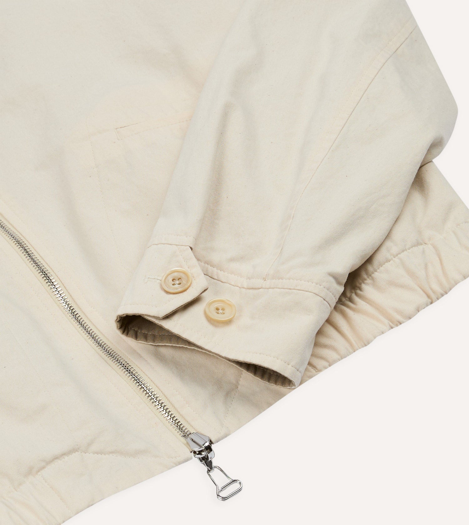 Ecru and Tan Reversible Cotton Blouson Jacket
