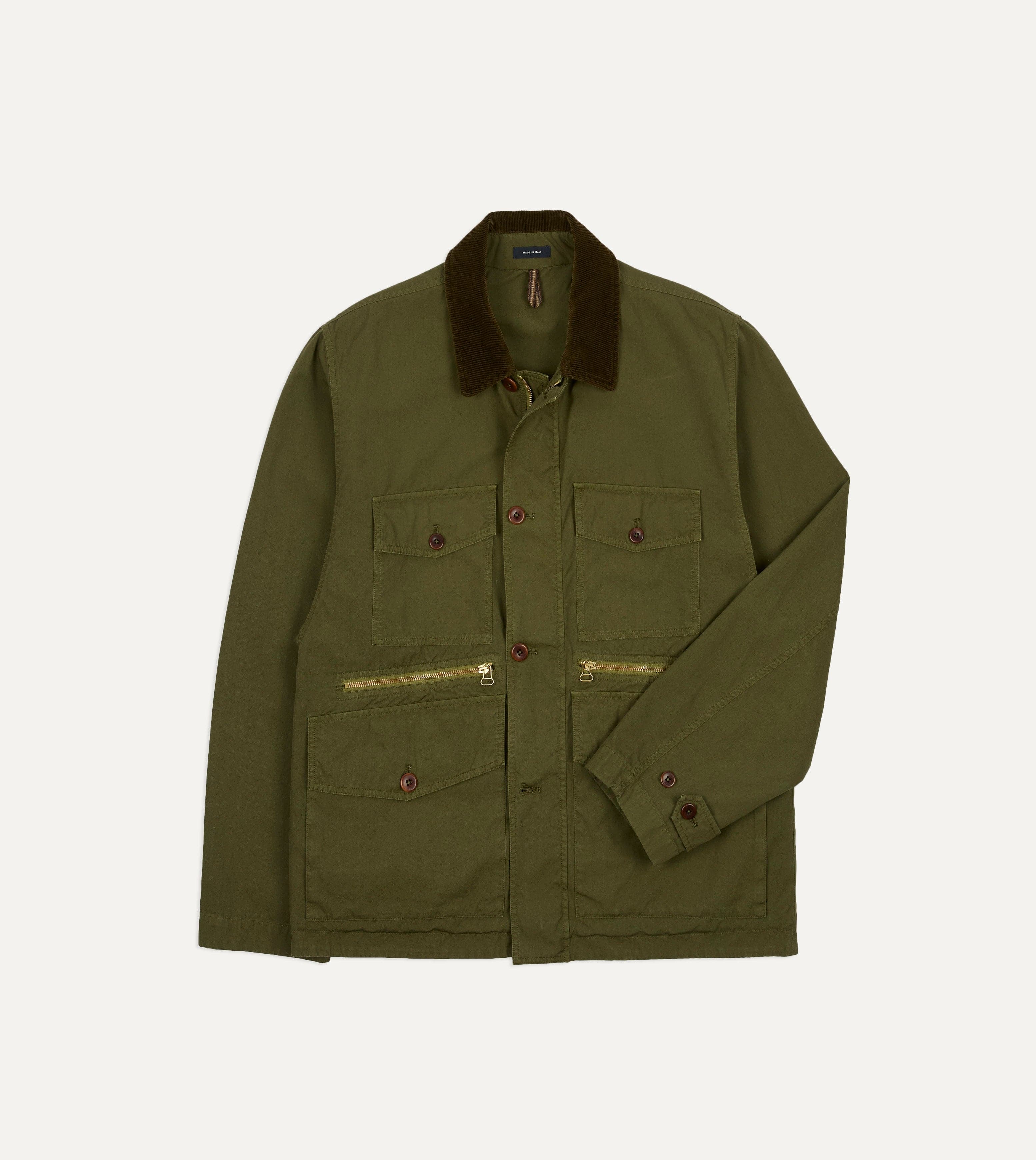 Washed Olive Cotton Hiking Jacket – Drakes