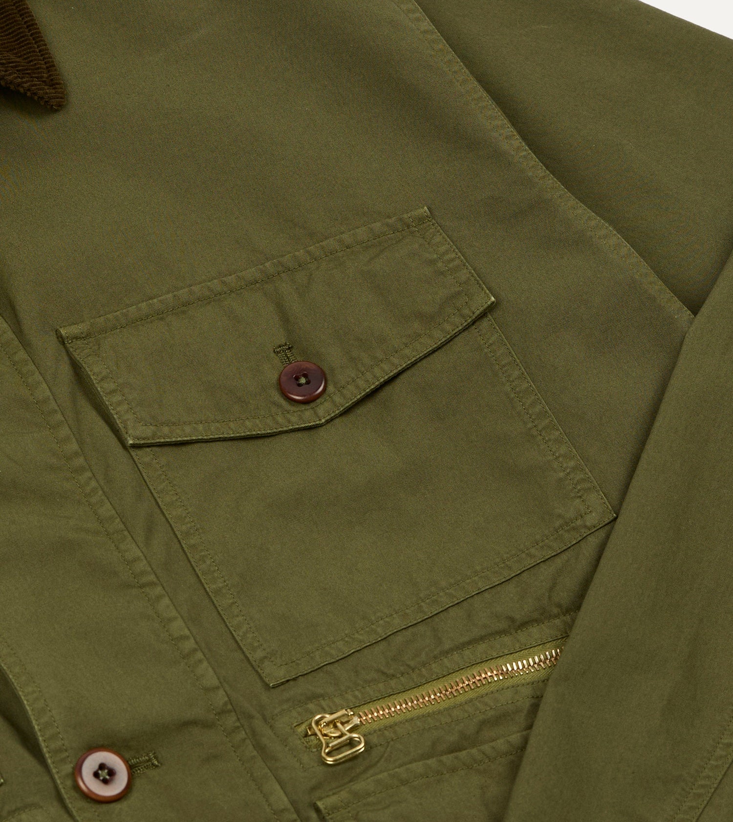 Washed Olive Cotton Hiking Jacket
