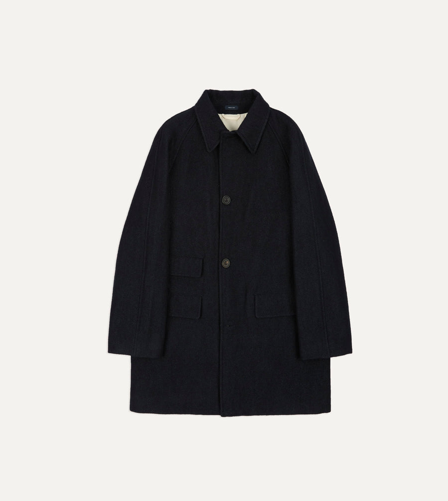 Navy Wool Car Coat