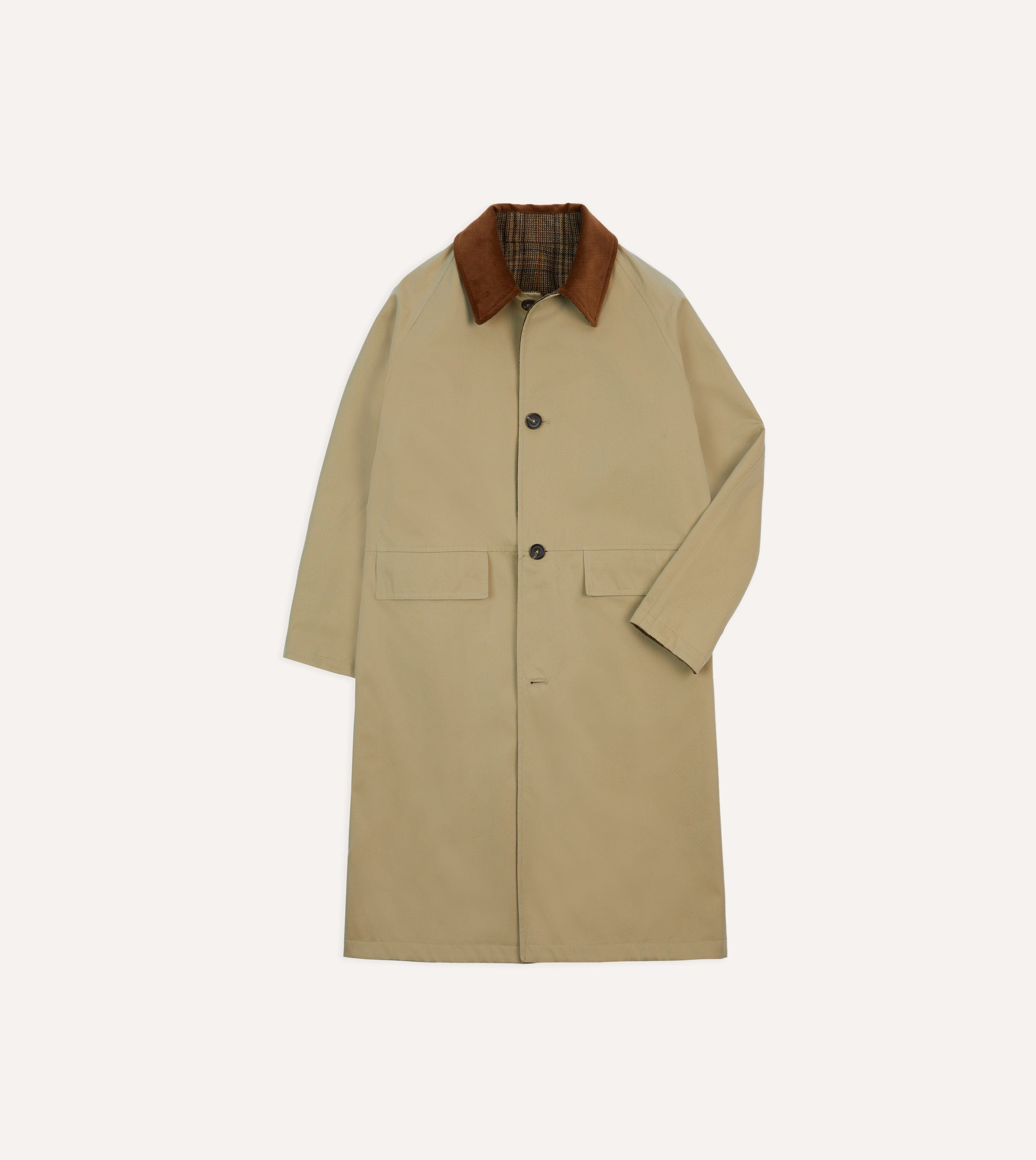 Reversible Cotton–Tweed Raglan Mac