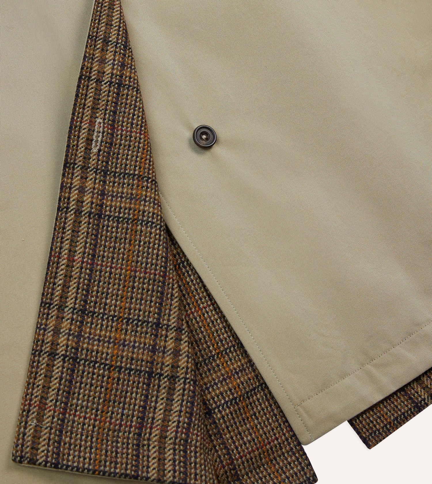 Reversible Cotton–Tweed Raglan Mac