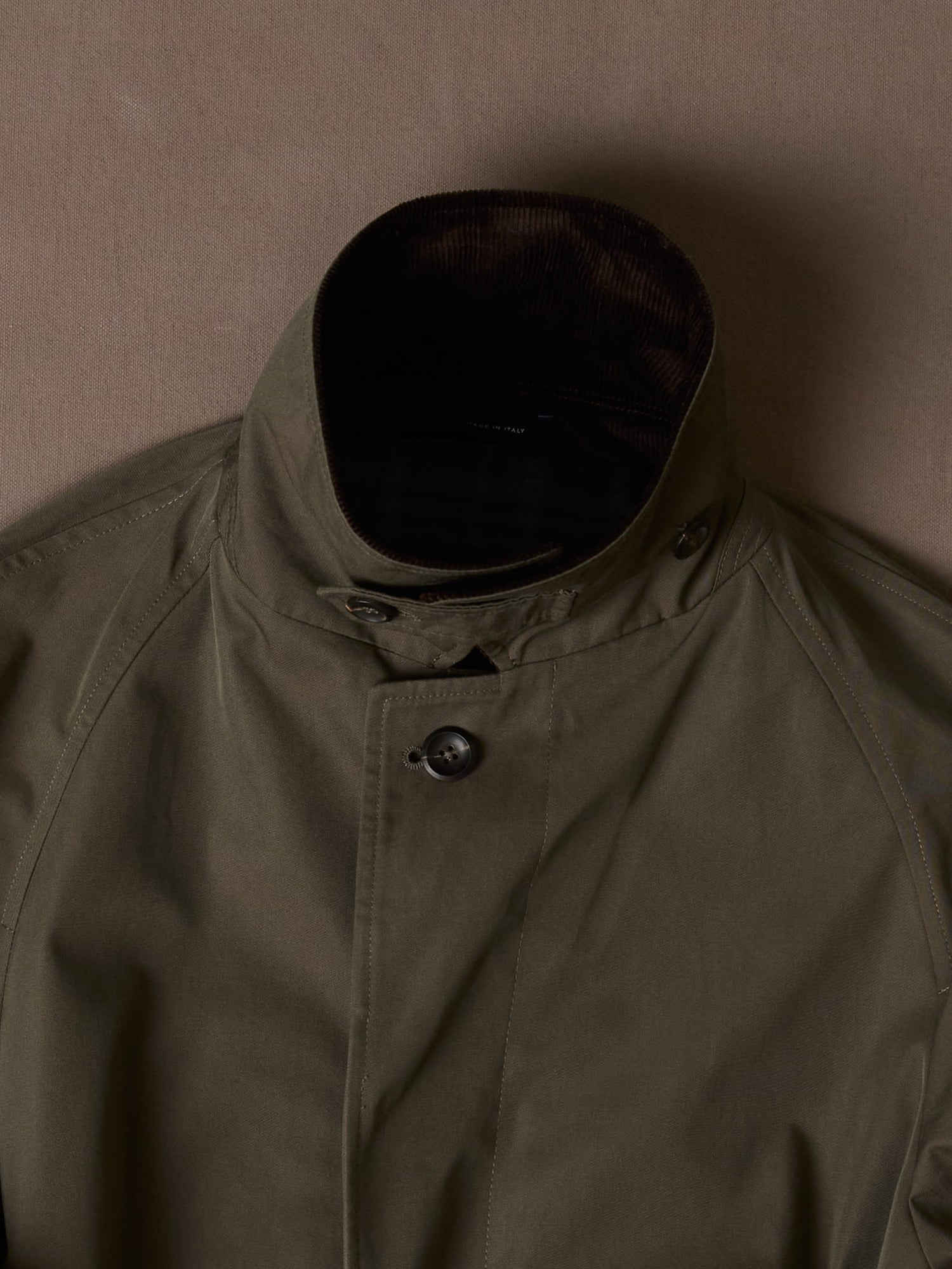 Olive Cotton Raglan Mac