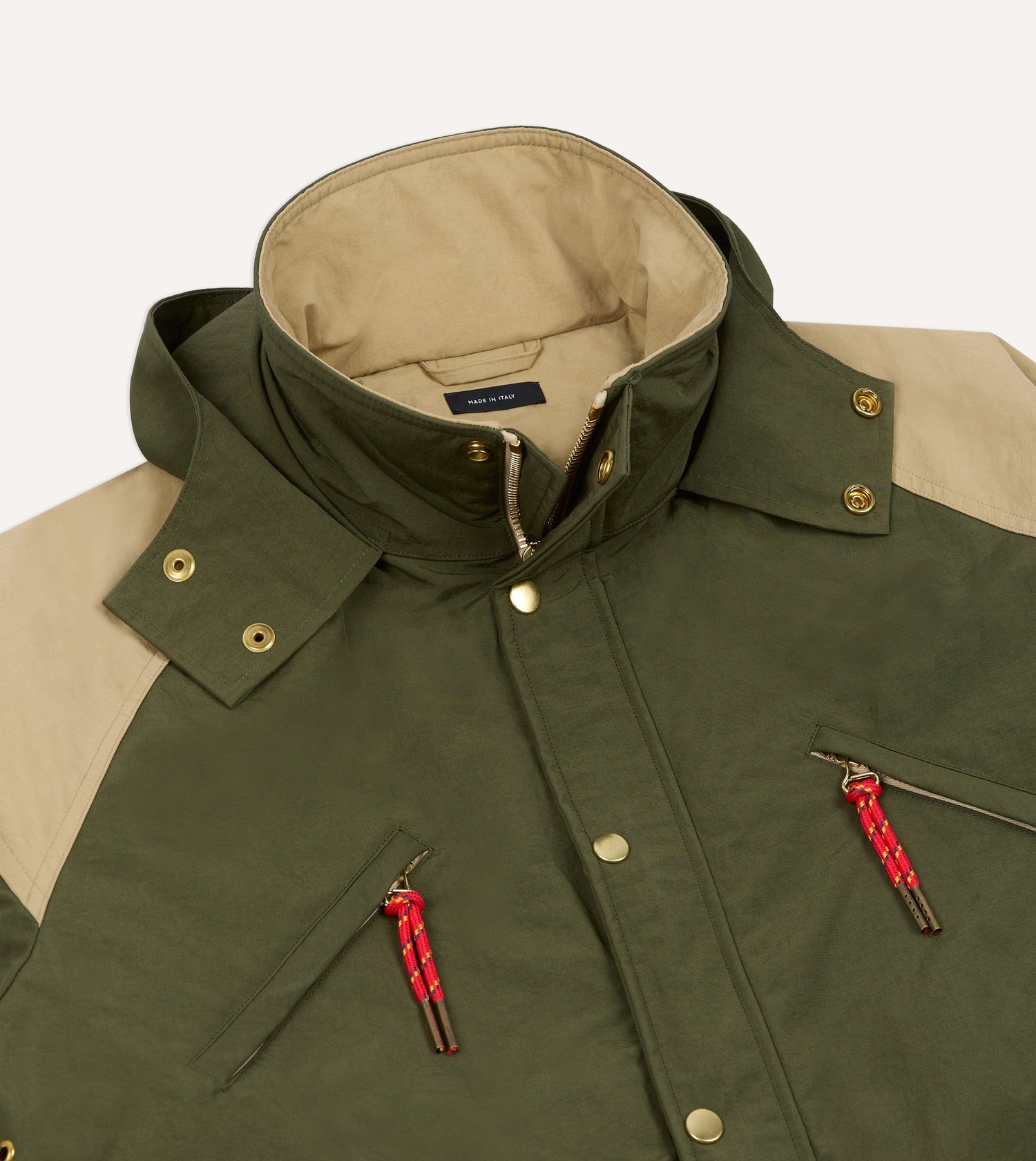 Olive and Ecru Nylon Windbreaker