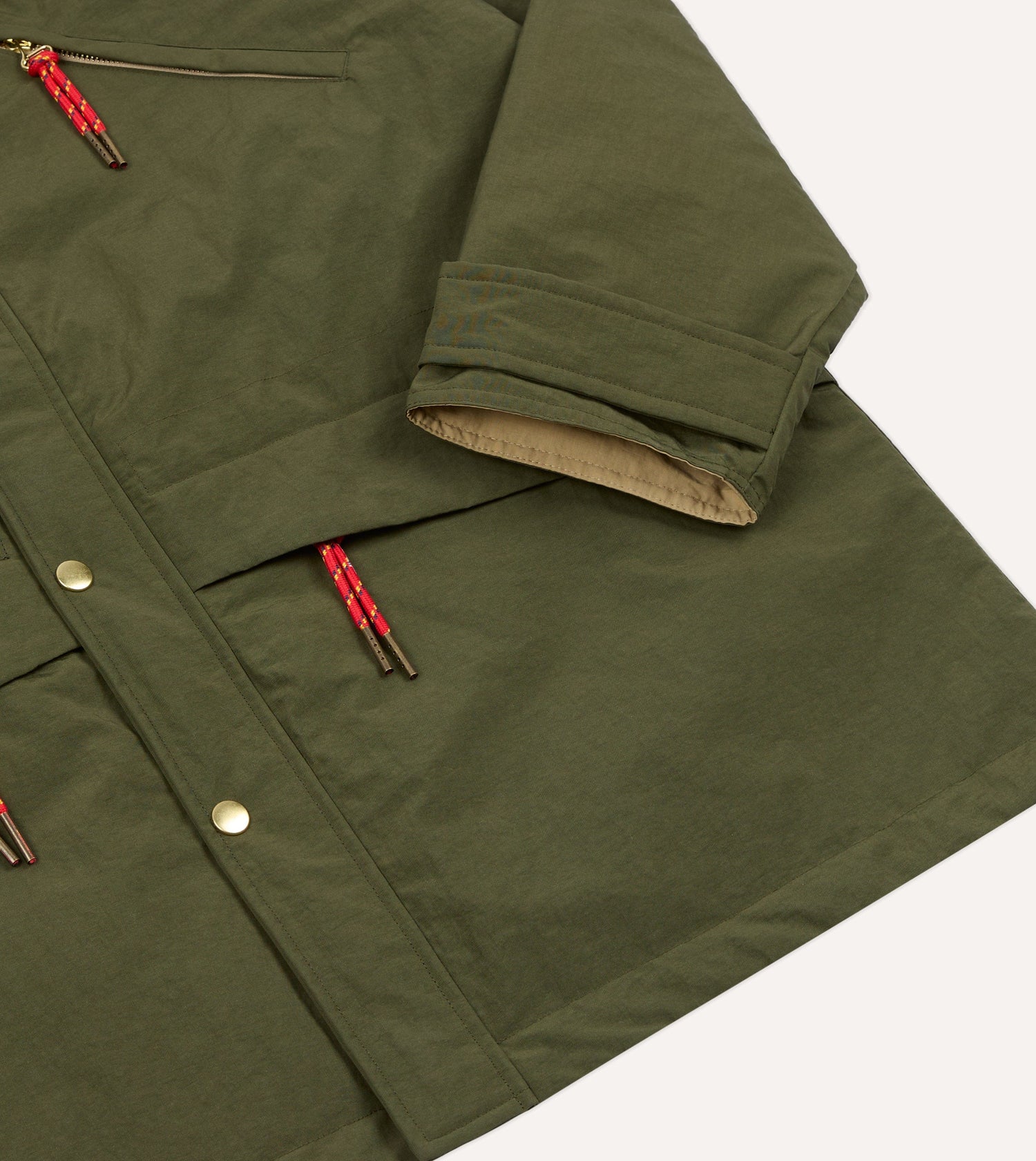 Olive and Ecru Nylon Windbreaker