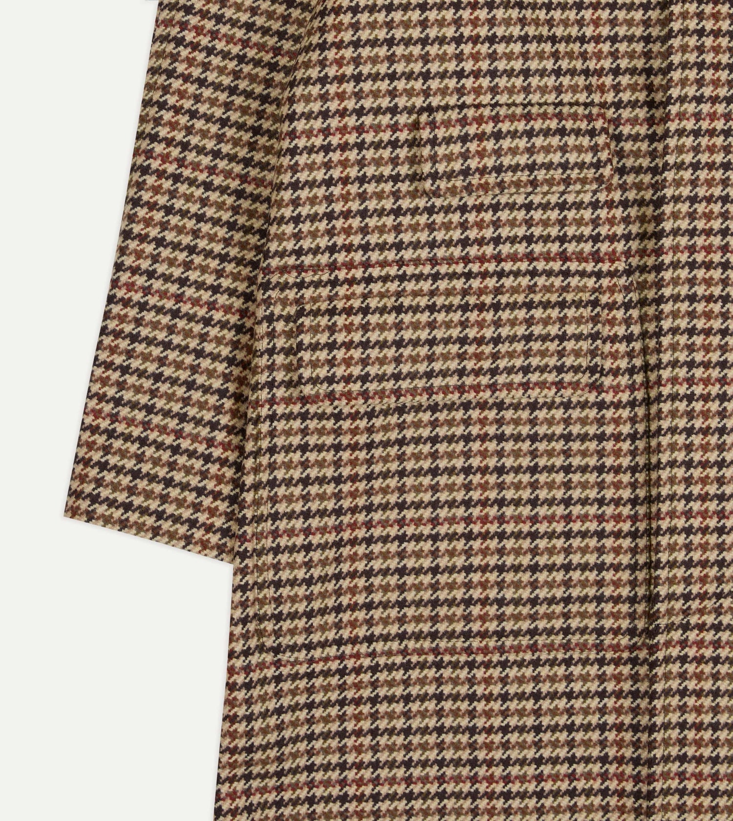 Brown Houndstooth Check Wool Raglan Coat