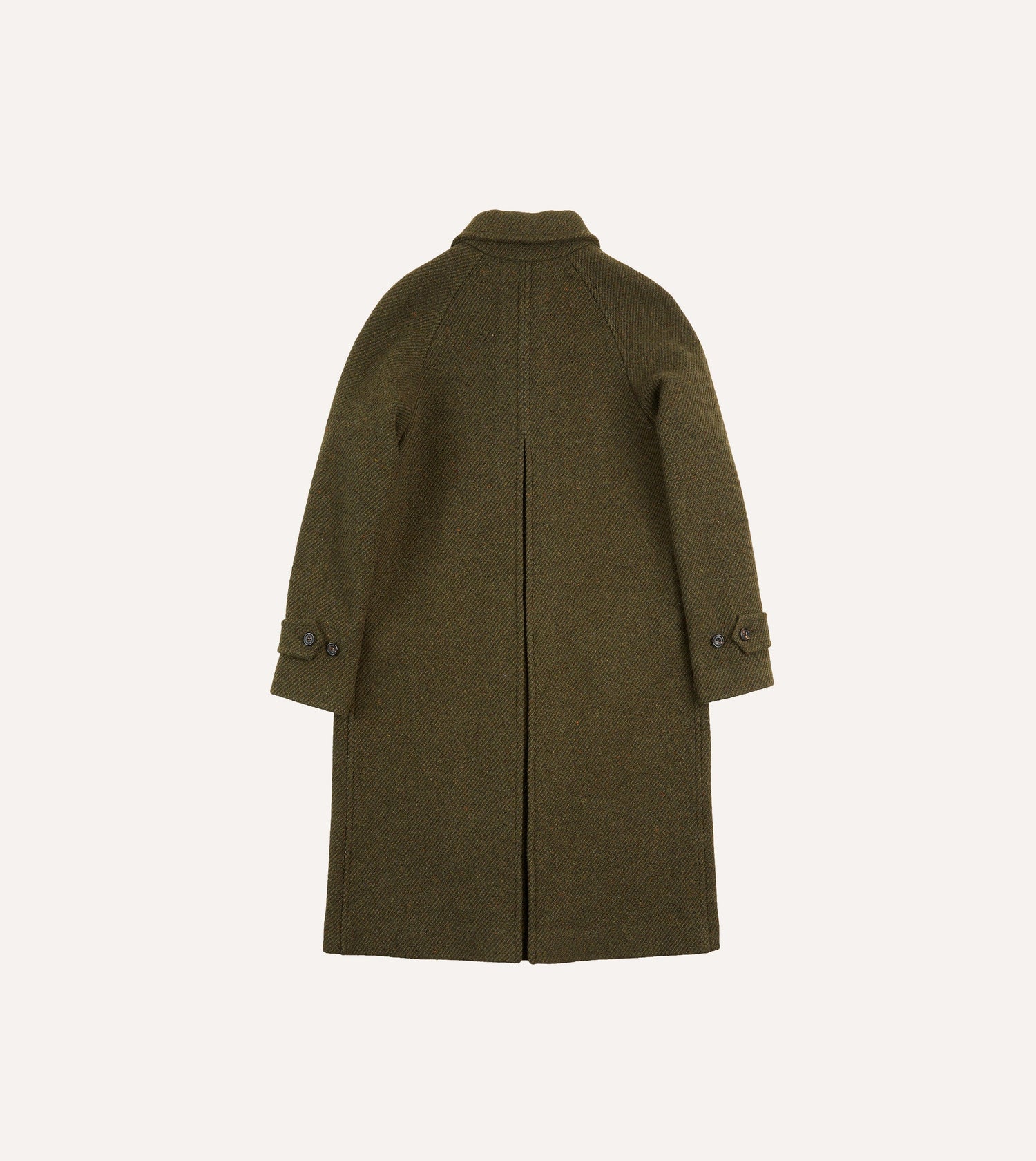 Green Donegal Wool Twill Raglan Coat