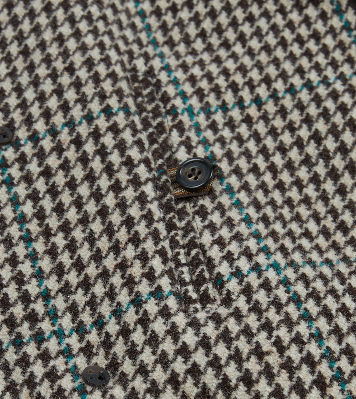 Houndstooth Check Wool Raglan Coat