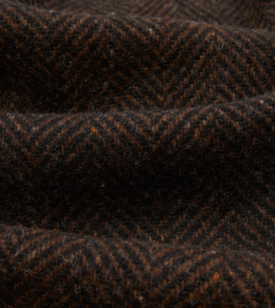 Brown Herringbone Wool Raglan Coat