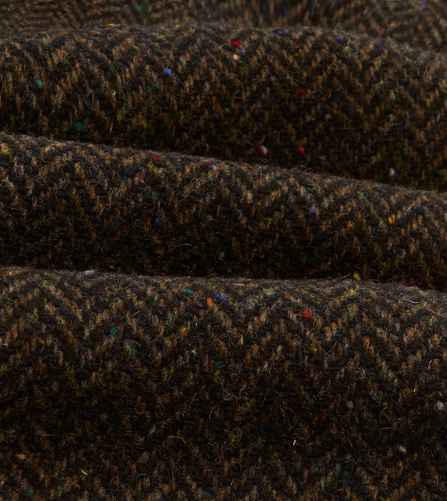 Brown Herringbone Wool Raglan Coat