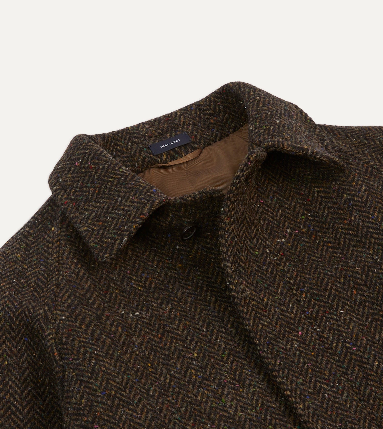 Brown Herringbone Wool Raglan Coat