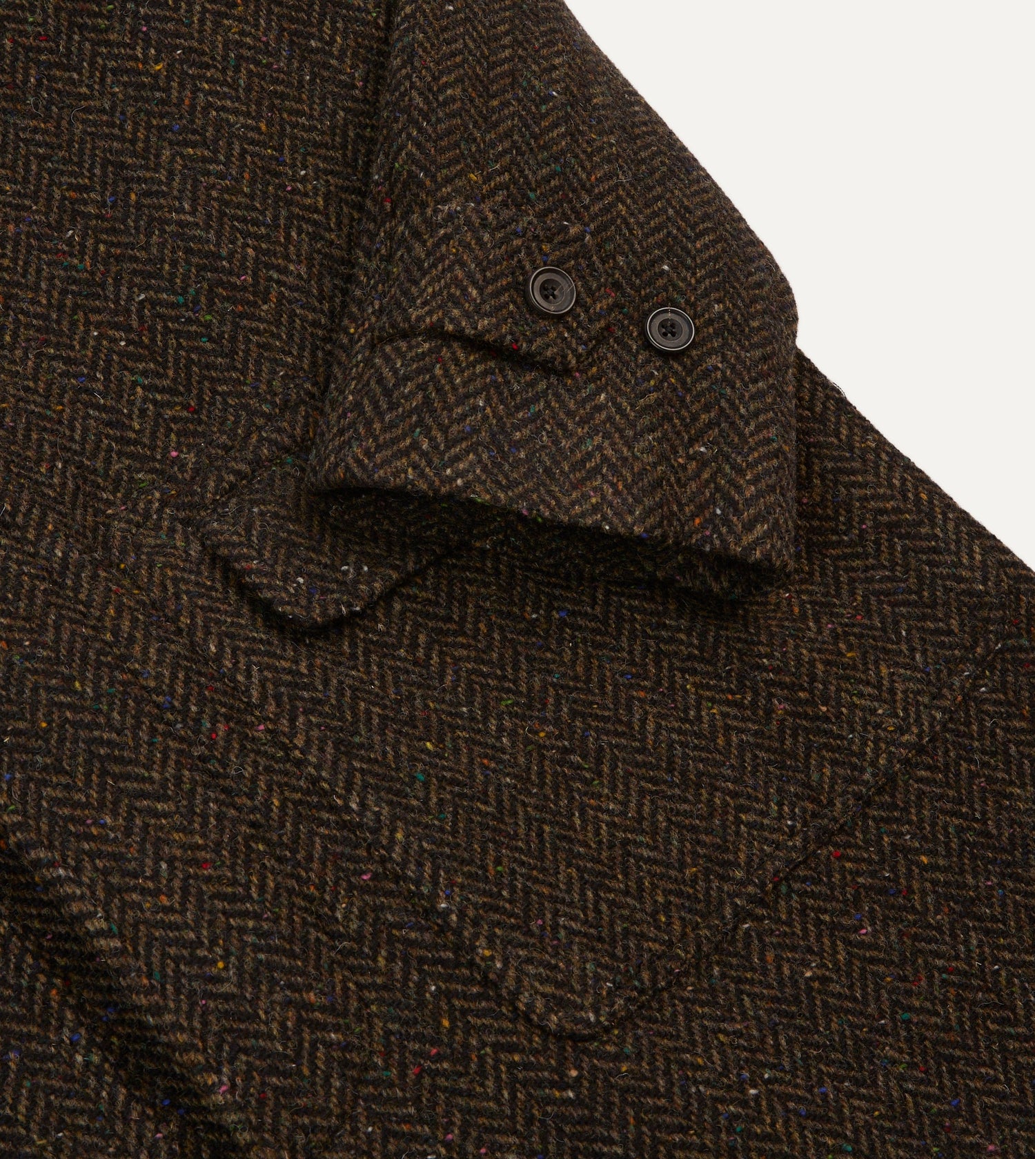 Brown Herringbone Wool Raglan Coat