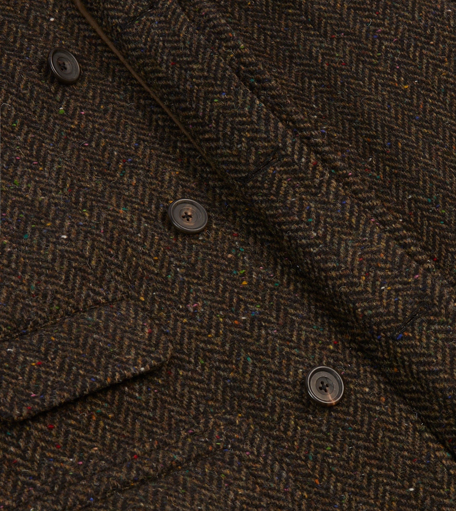 Brown Herringbone Wool Raglan Coat
