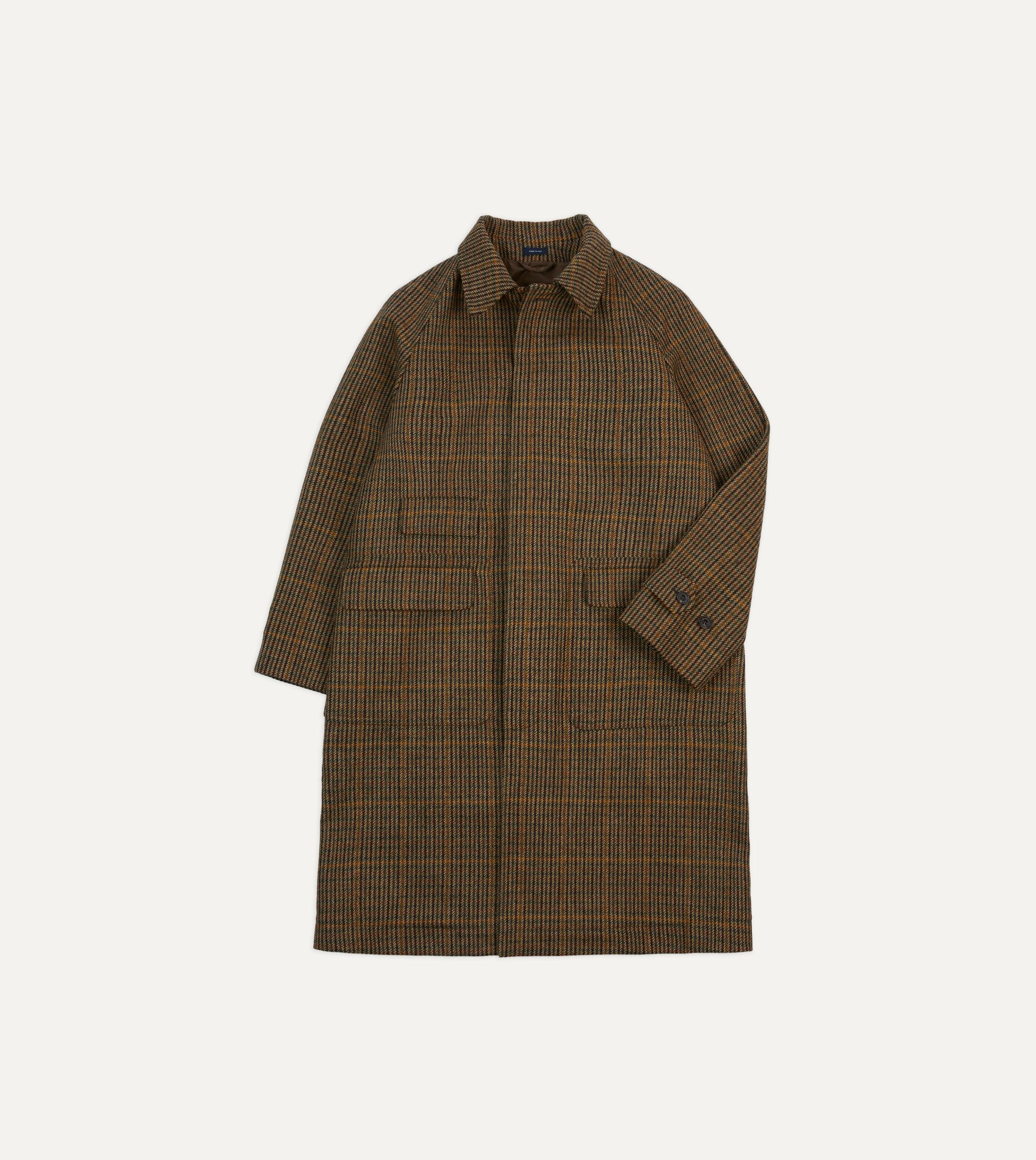 Brown Wool Tweed Raglan Coat