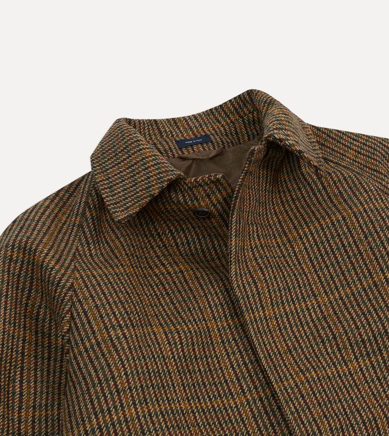 Brown Wool Tweed Raglan Coat