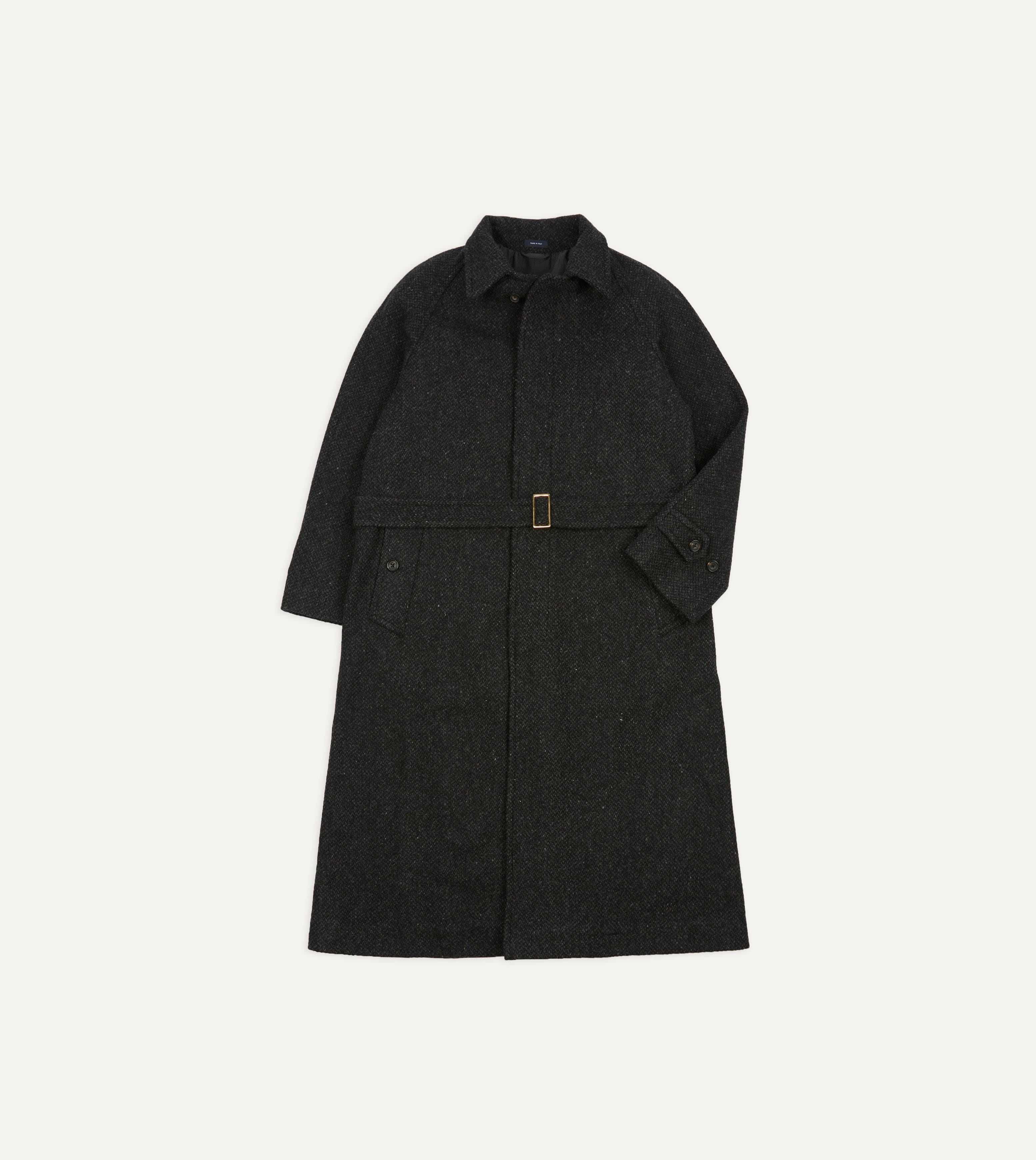 Drake's by A. Levine Black Wool Raglan Overcoat