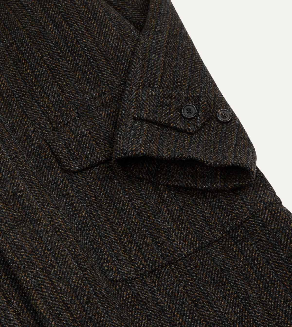 Grey Herringbone Wool Raglan Coat