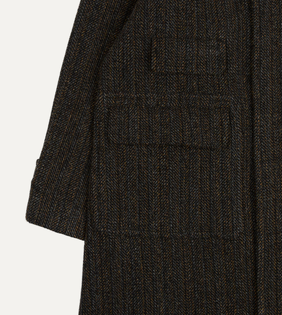 Grey Herringbone Wool Raglan Coat