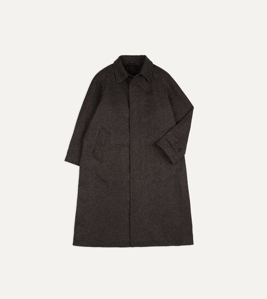 Brown Wool Raglan Overcoat