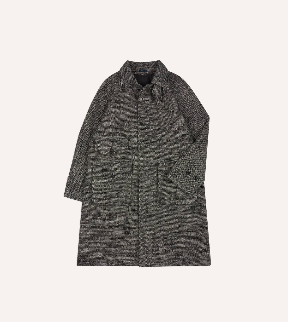 Grey Birdseye Wool Raglan Coat