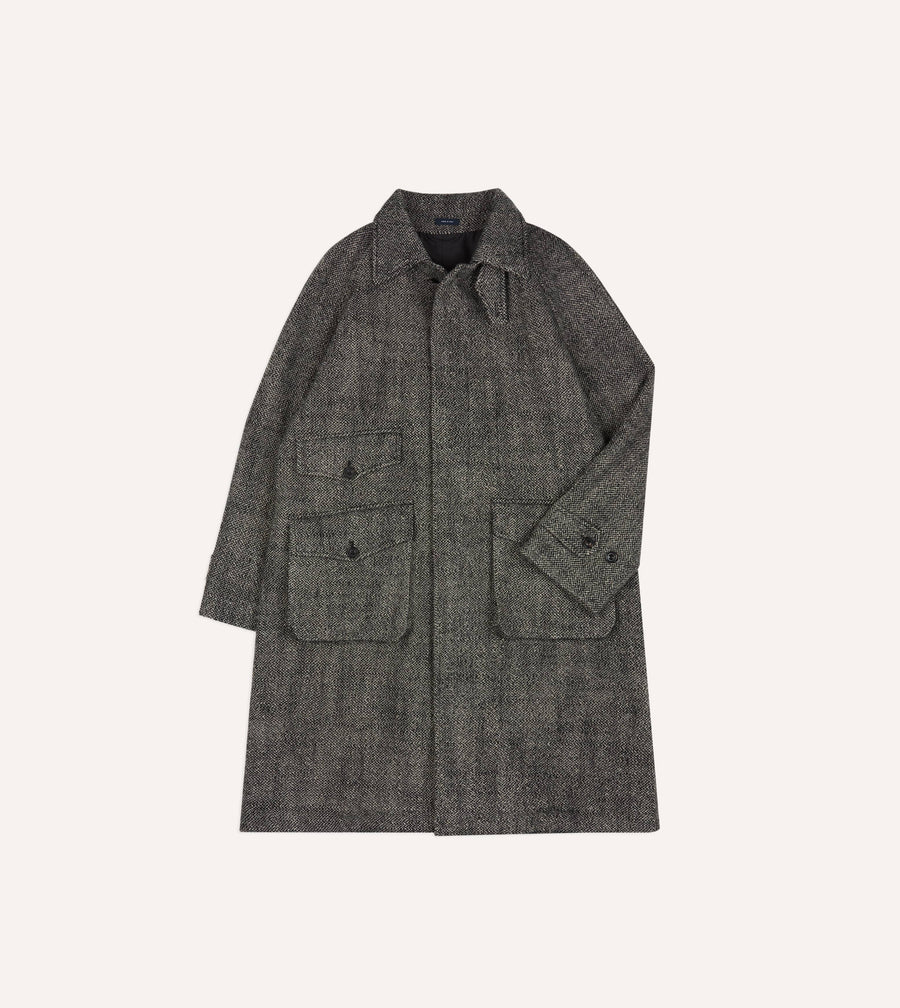 Grey Birdseye Wool Raglan Coat