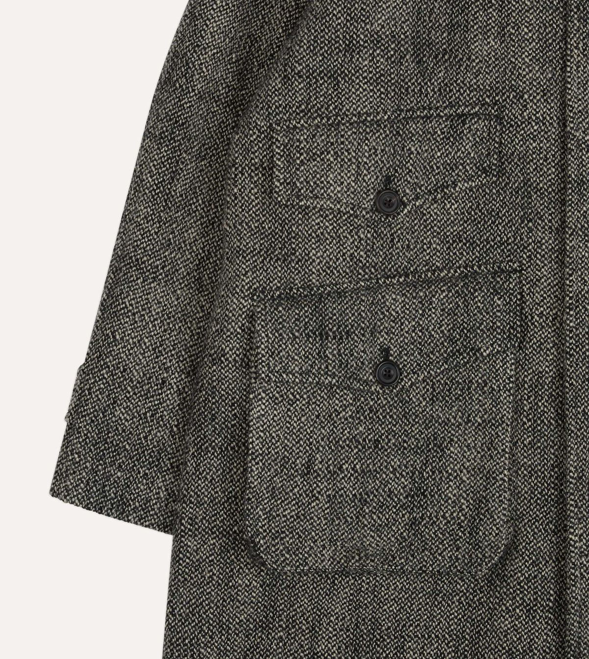 Grey Birdseye Wool Raglan Coat