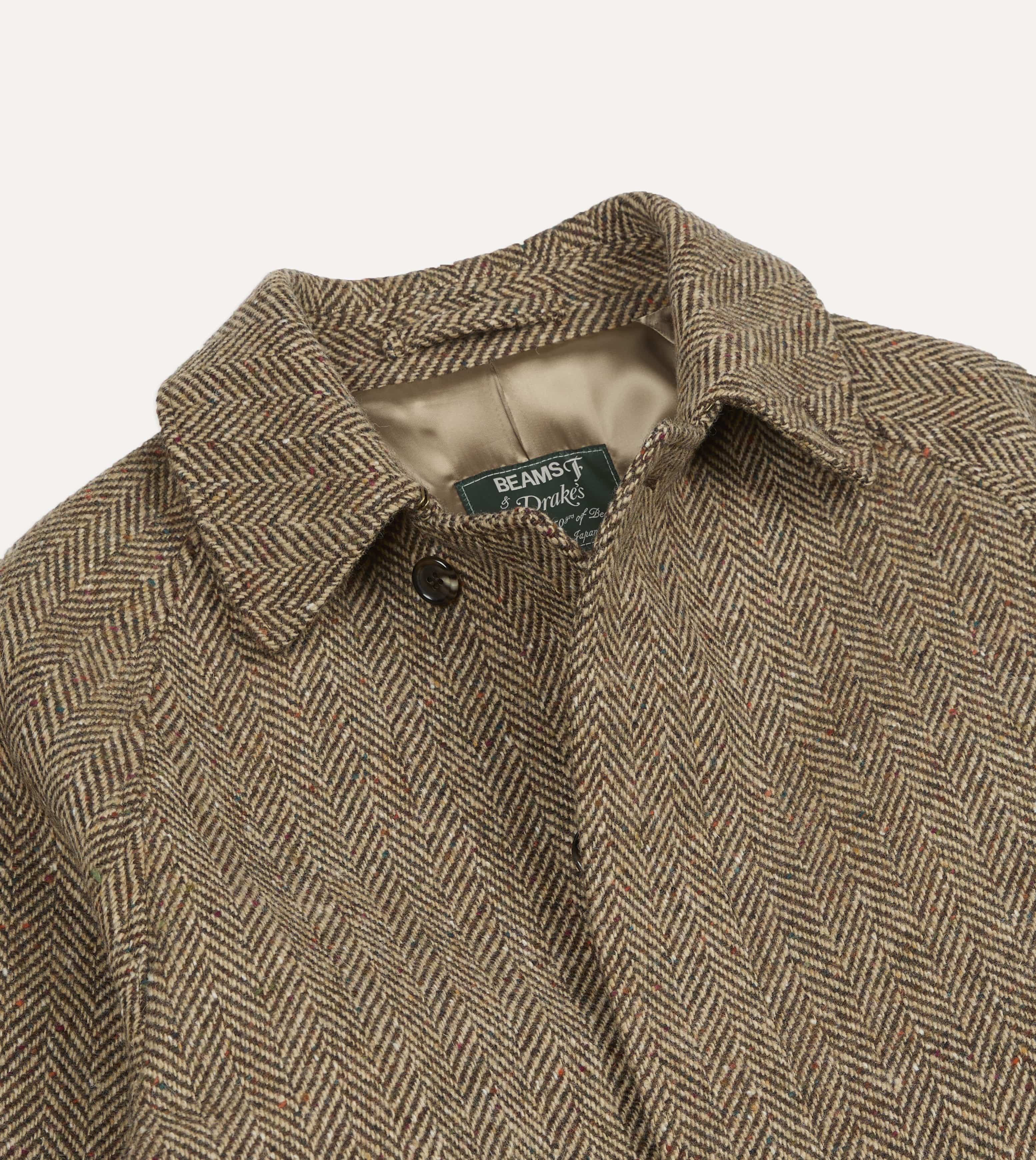 BEAMS F & Drake's Tweed Raglan Overcoat – Drakes
