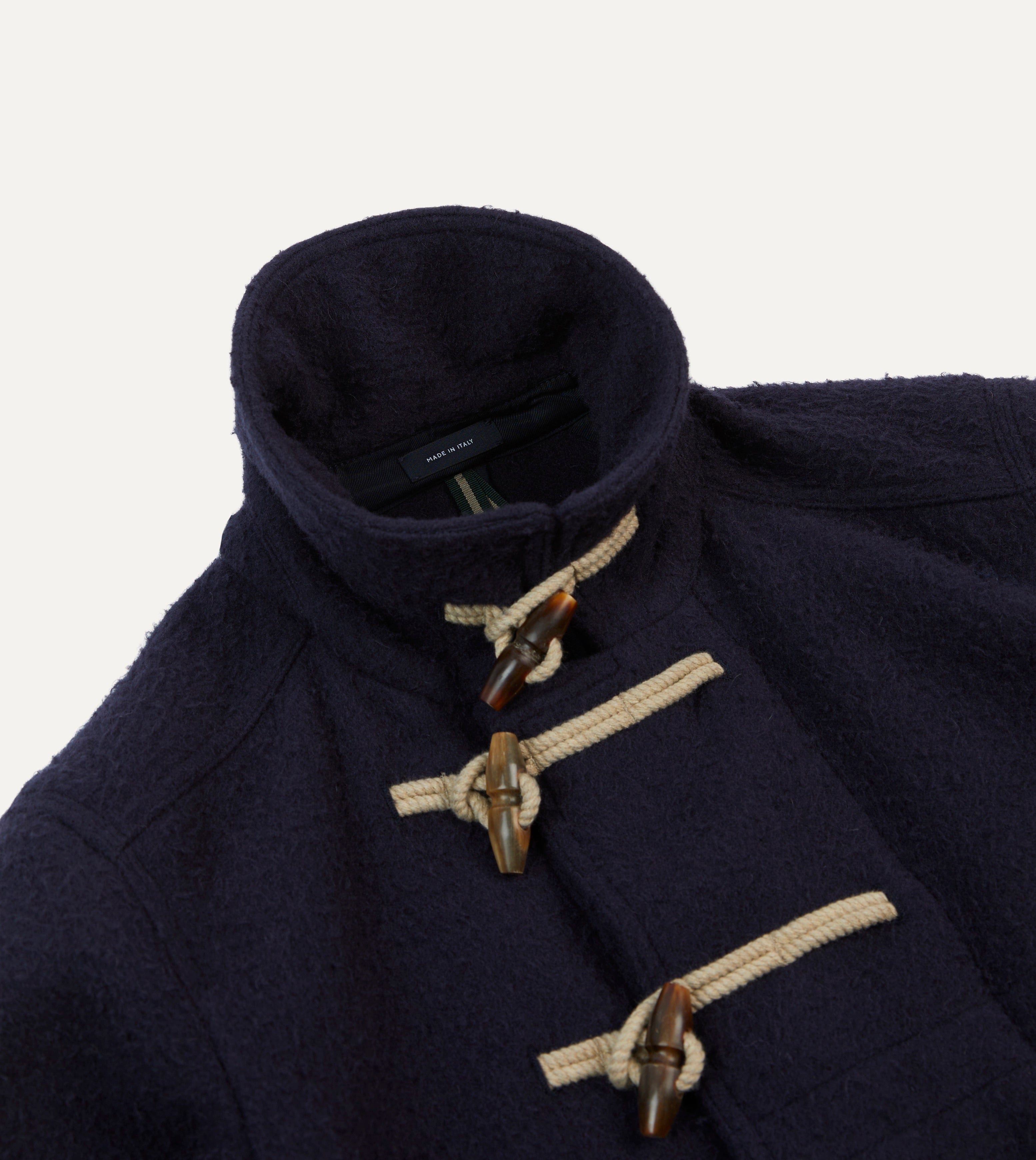 Navy Casentino Wool Short Duffle Coat – Drakes
