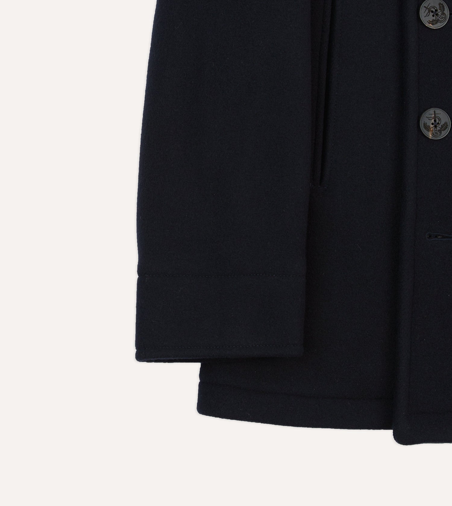 Navy Wool Double-Breasted Peacoat