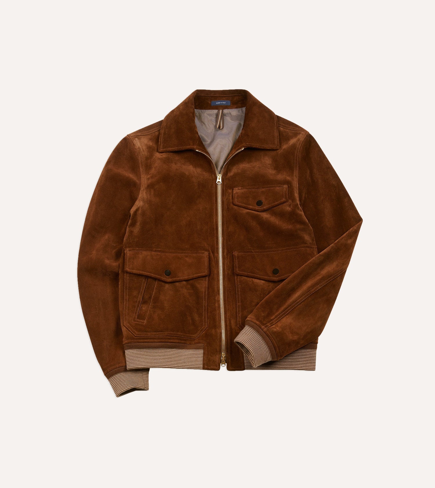 Tobacco Heavyweight Suede A-2 Bomber Jacket