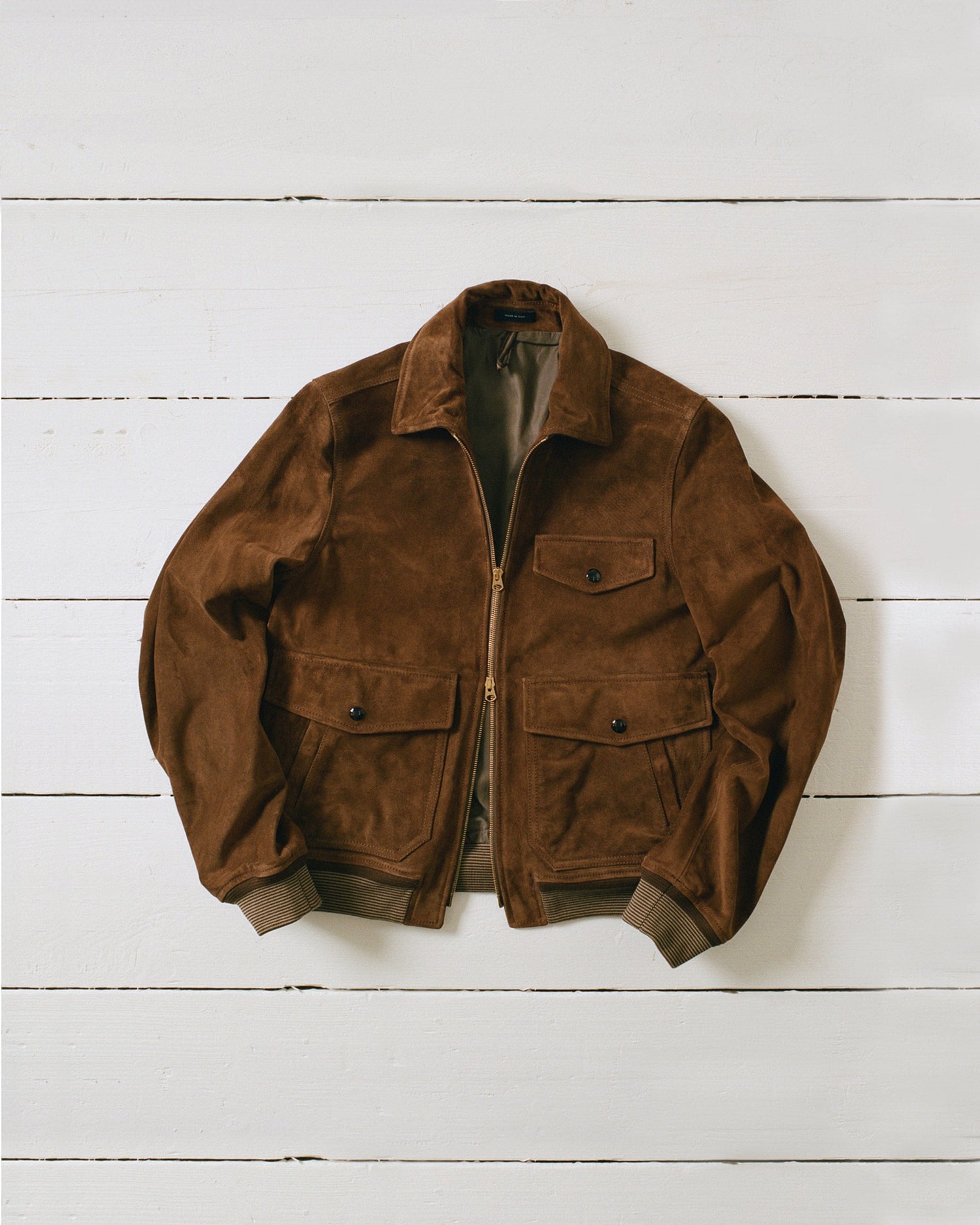 Tobacco Heavyweight Suede A-2 Bomber Jacket