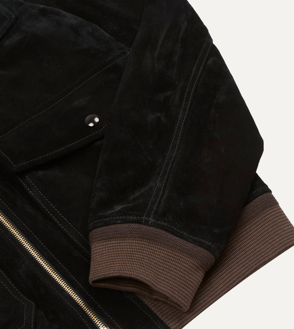 Black Heavyweight Suede A-2 Bomber Jacket