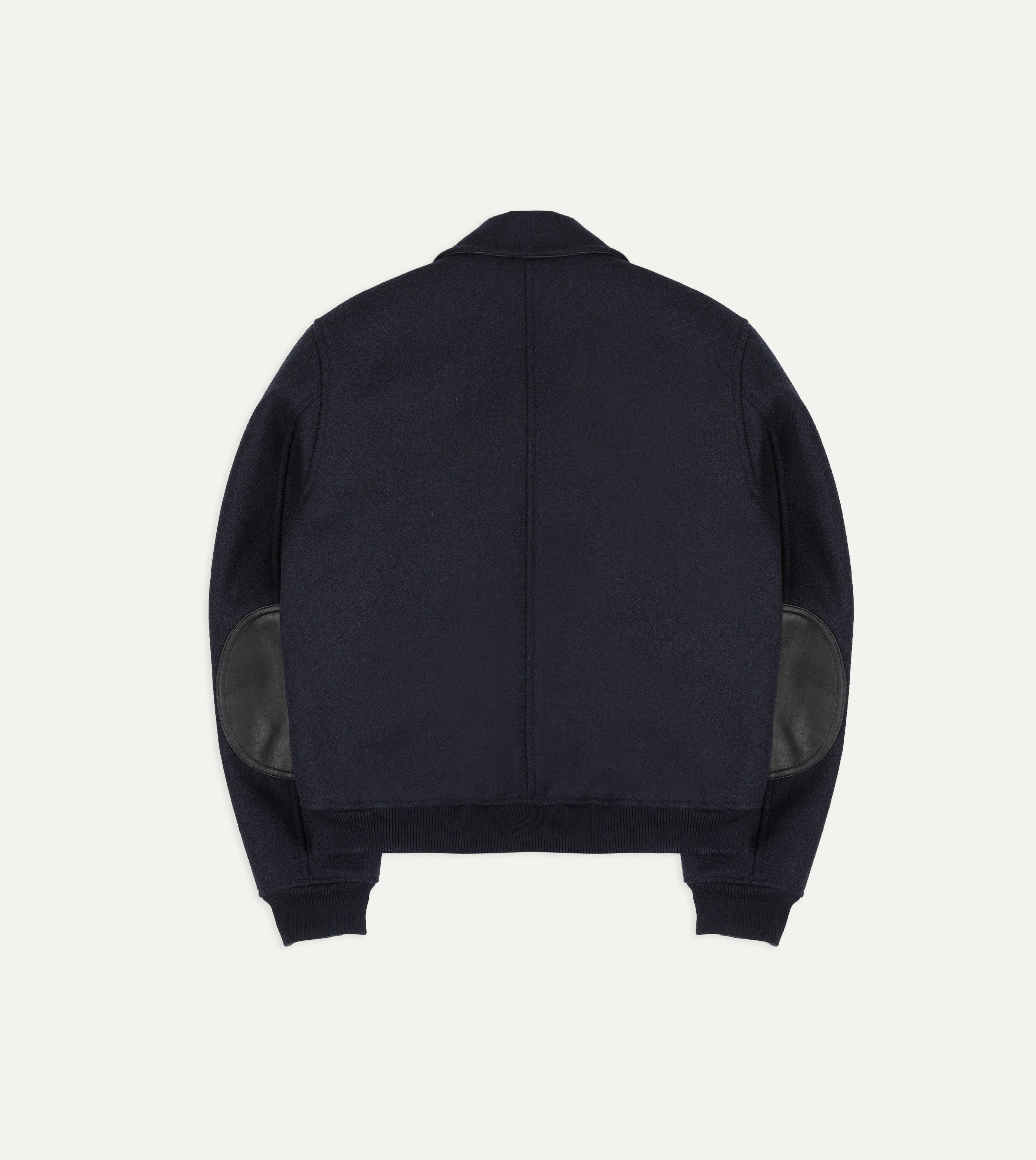 Navy Wool and Leather A-2 Bomber Jacket