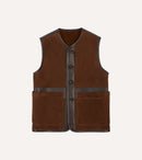 Dark Brown Suede Shearling Vest