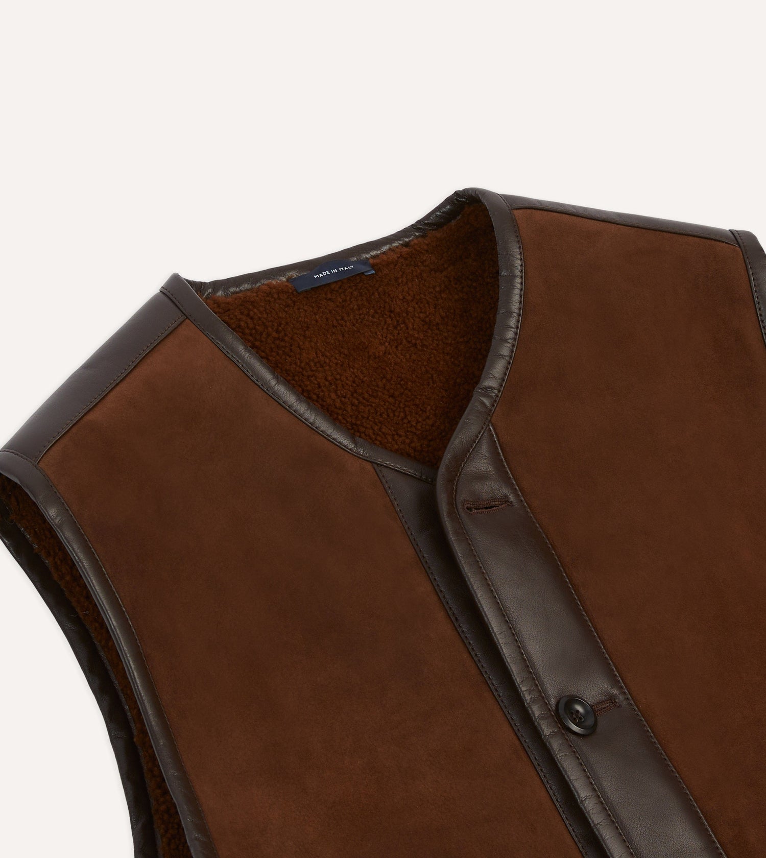 Dark Brown Suede Shearling Vest
