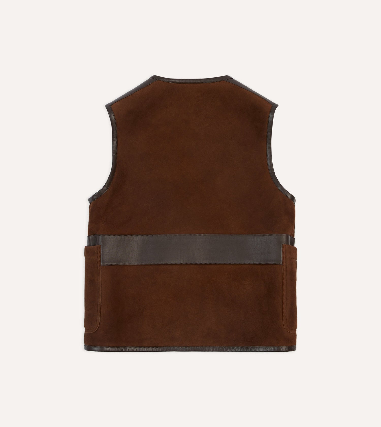 Dark Brown Suede Shearling Vest