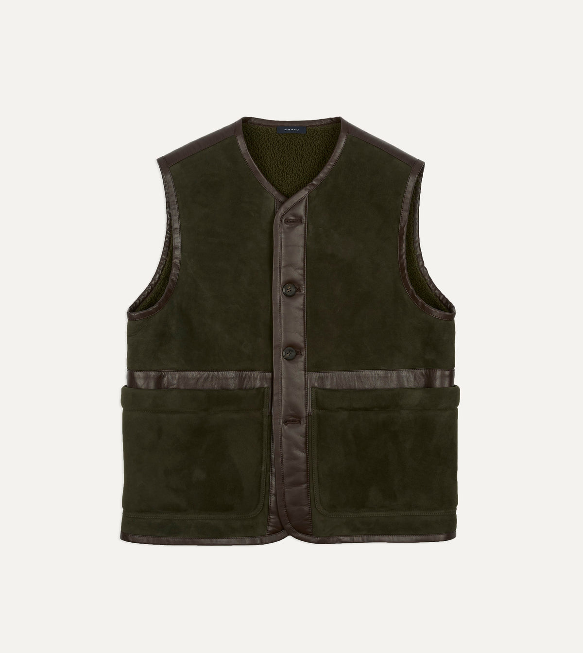 Green Suede Shearling Vest