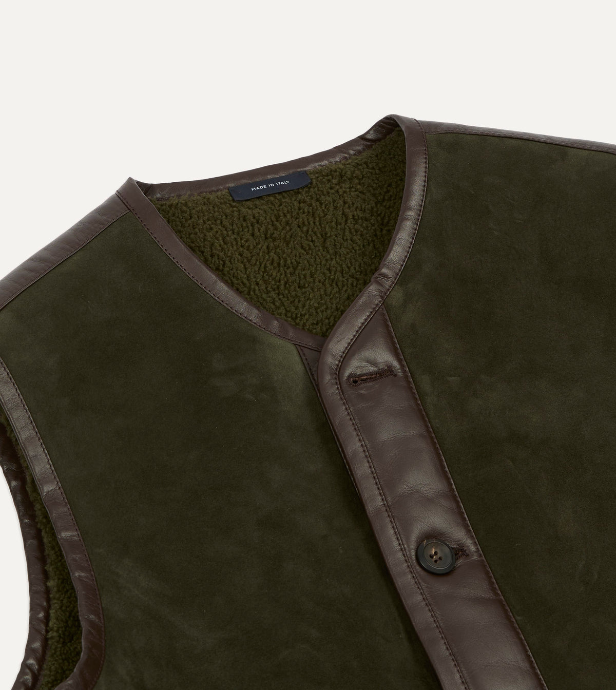 Green Suede Shearling Vest