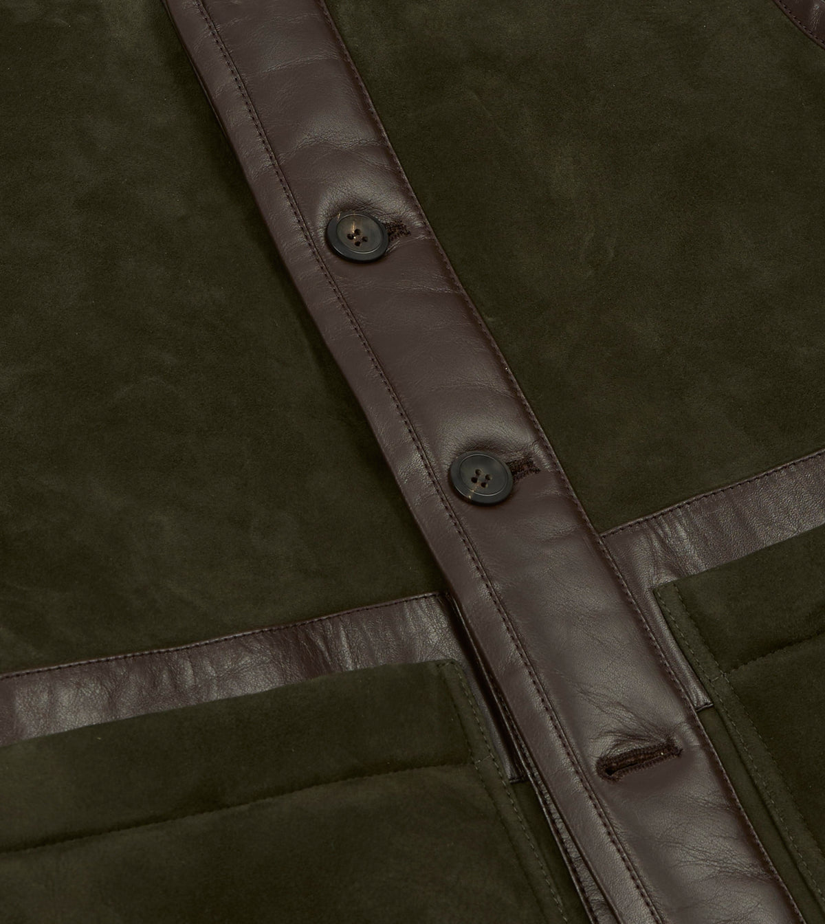 Green Suede Shearling Vest