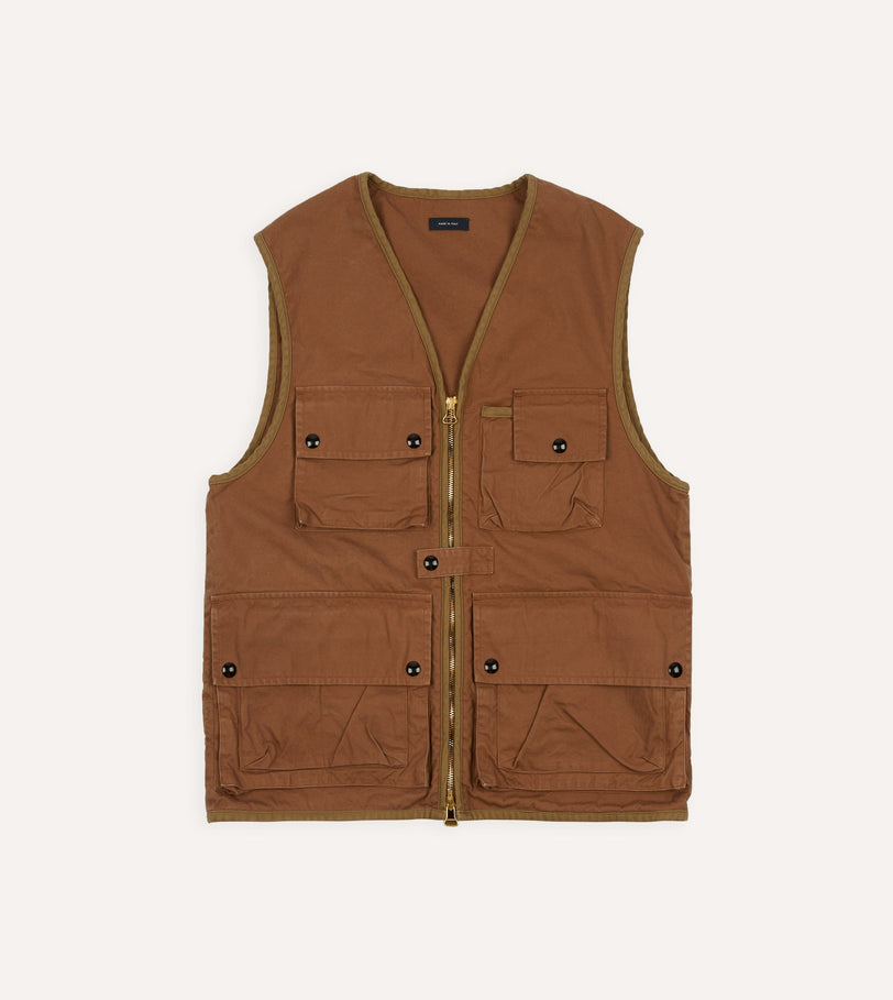 Rust Cotton Urban Safari Vest