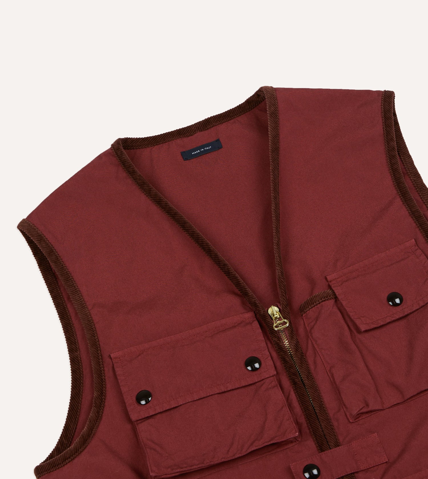 Washed Red Cotton Urban Safari Vest