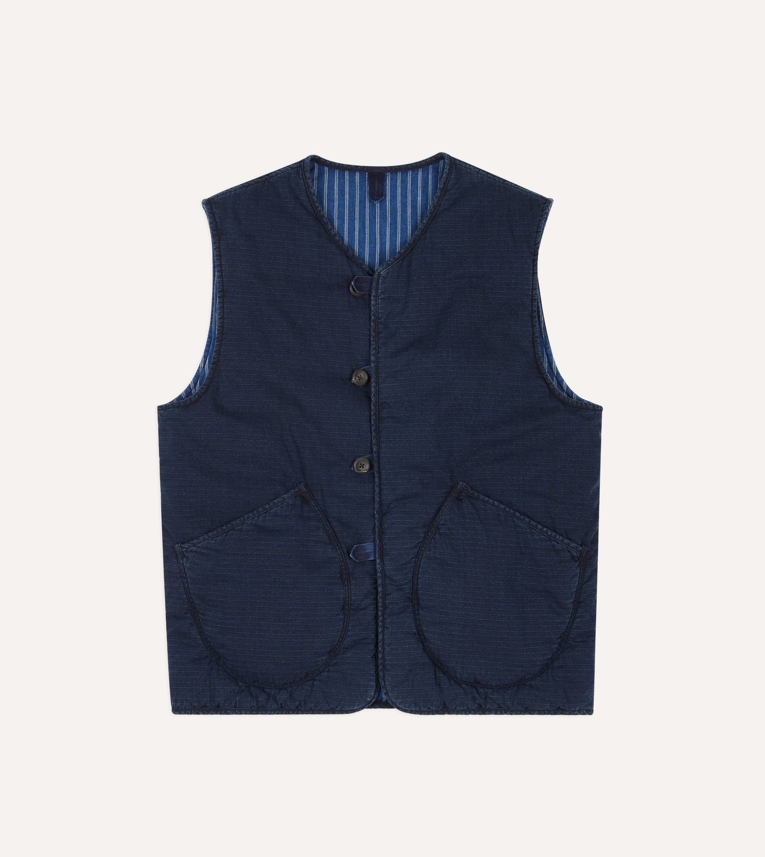 Indigo Cotton Wadded Vest