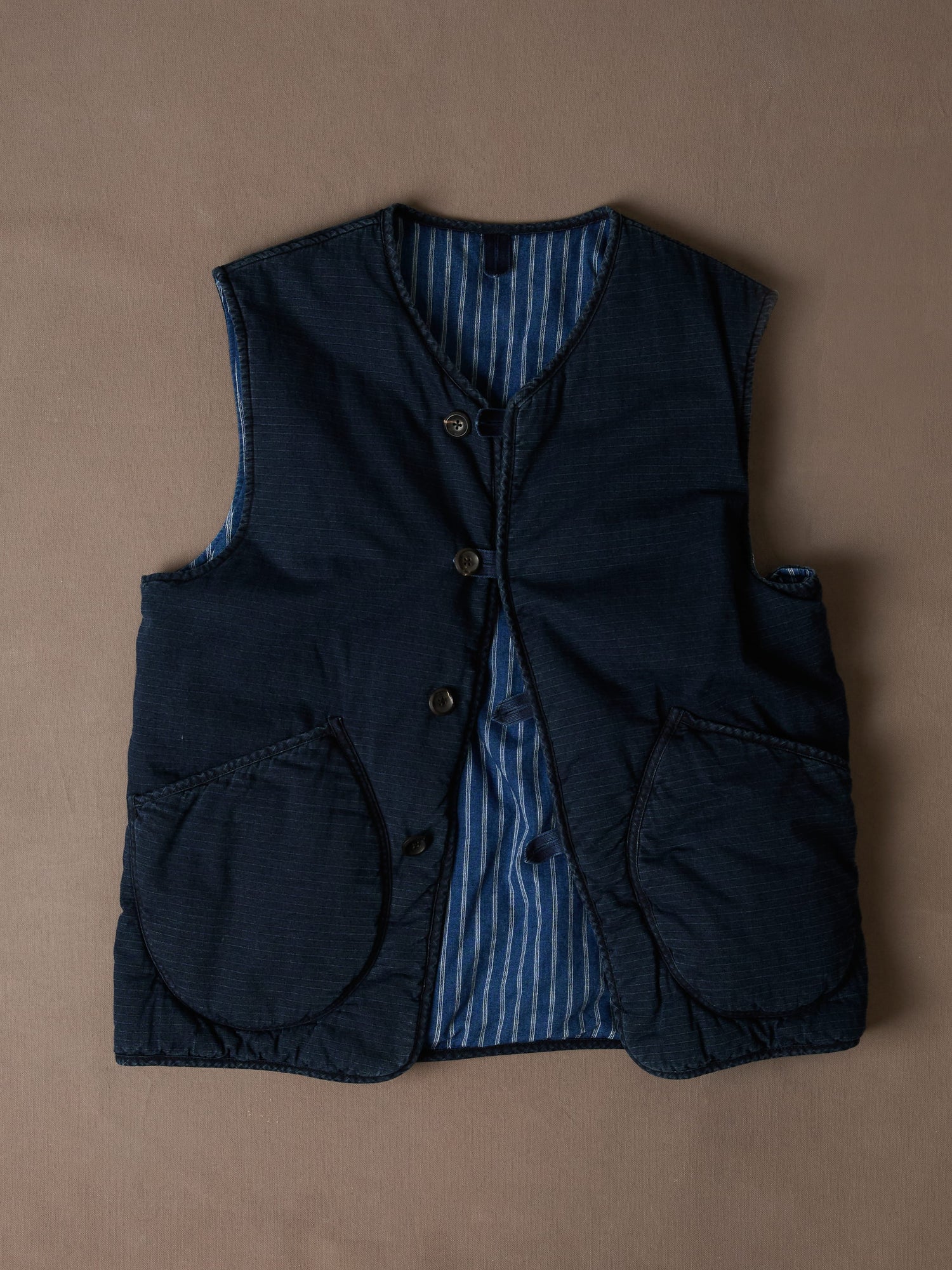 Indigo Cotton Wadded Vest