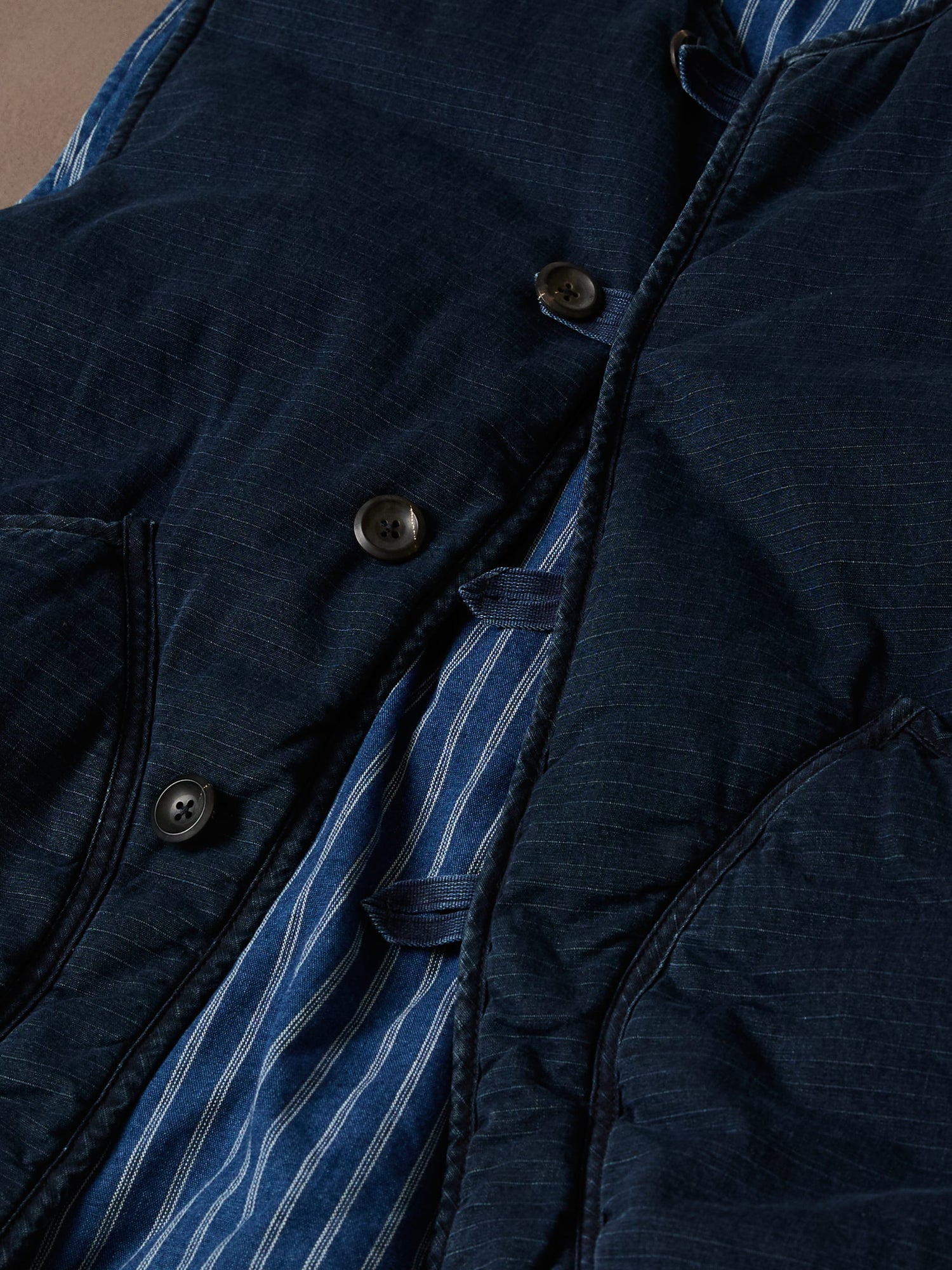 Indigo Cotton Wadded Vest