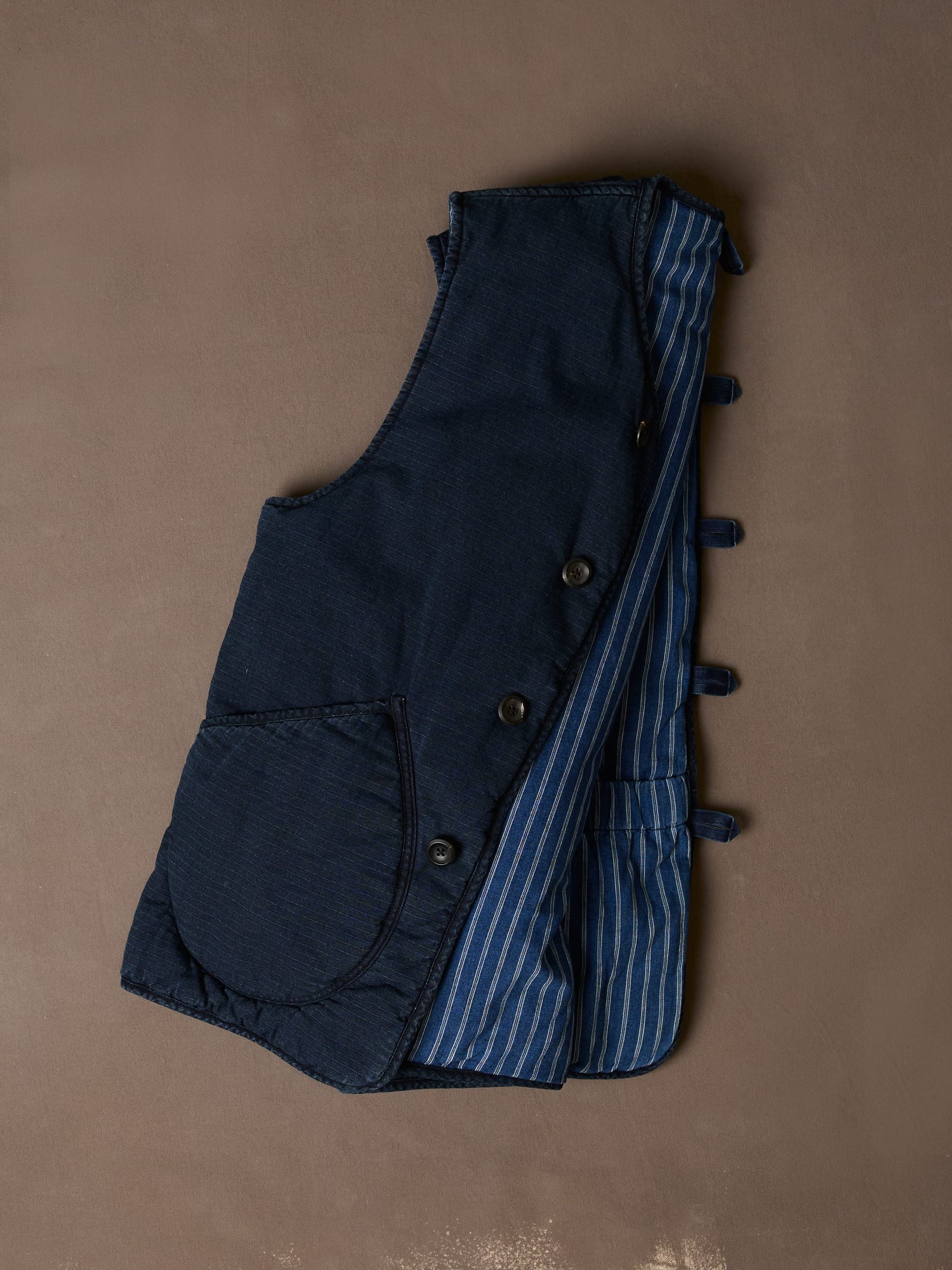 Indigo Cotton Wadded Vest