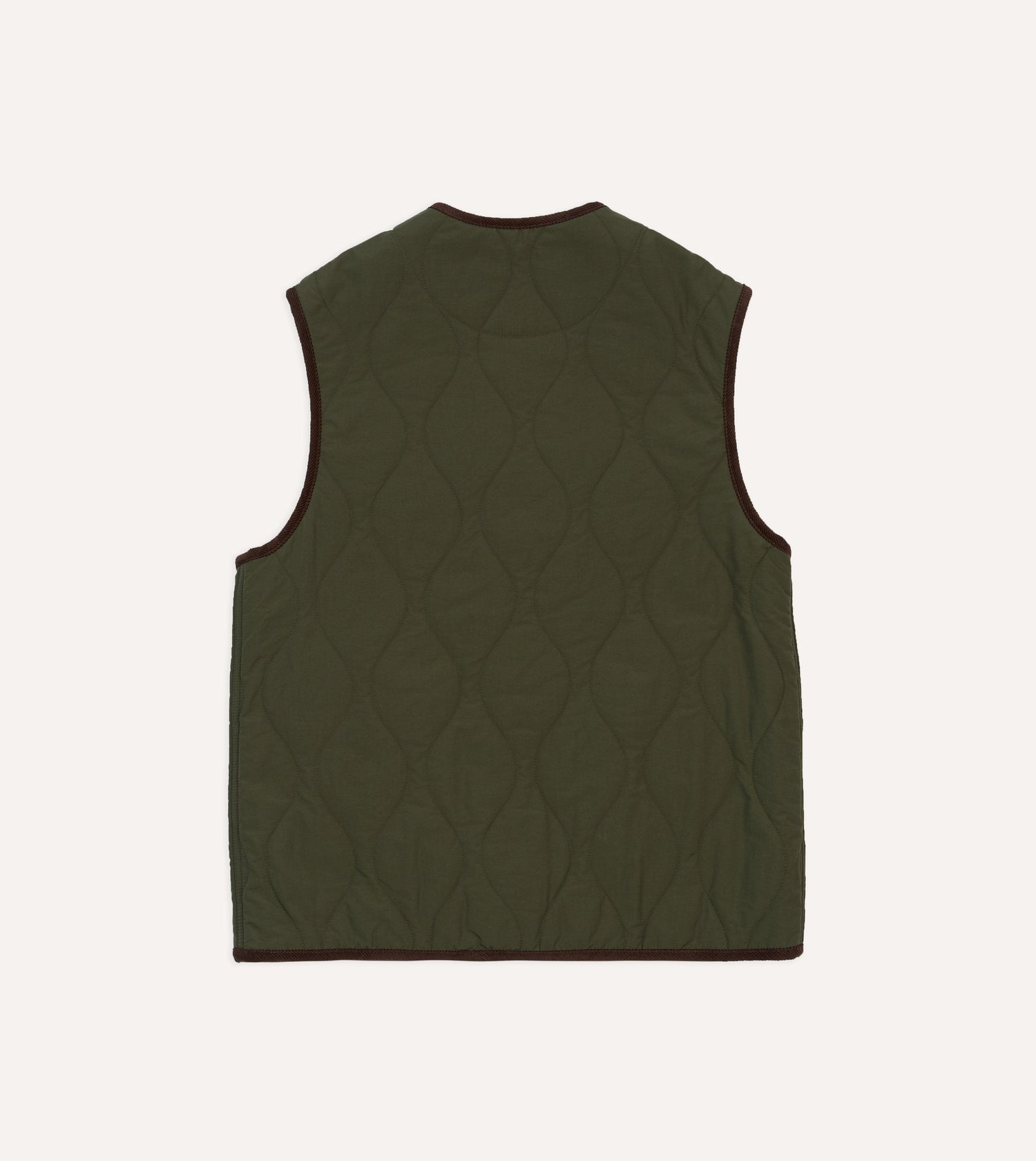 Olive Quilted Nylon Snap Vest – Drakes 